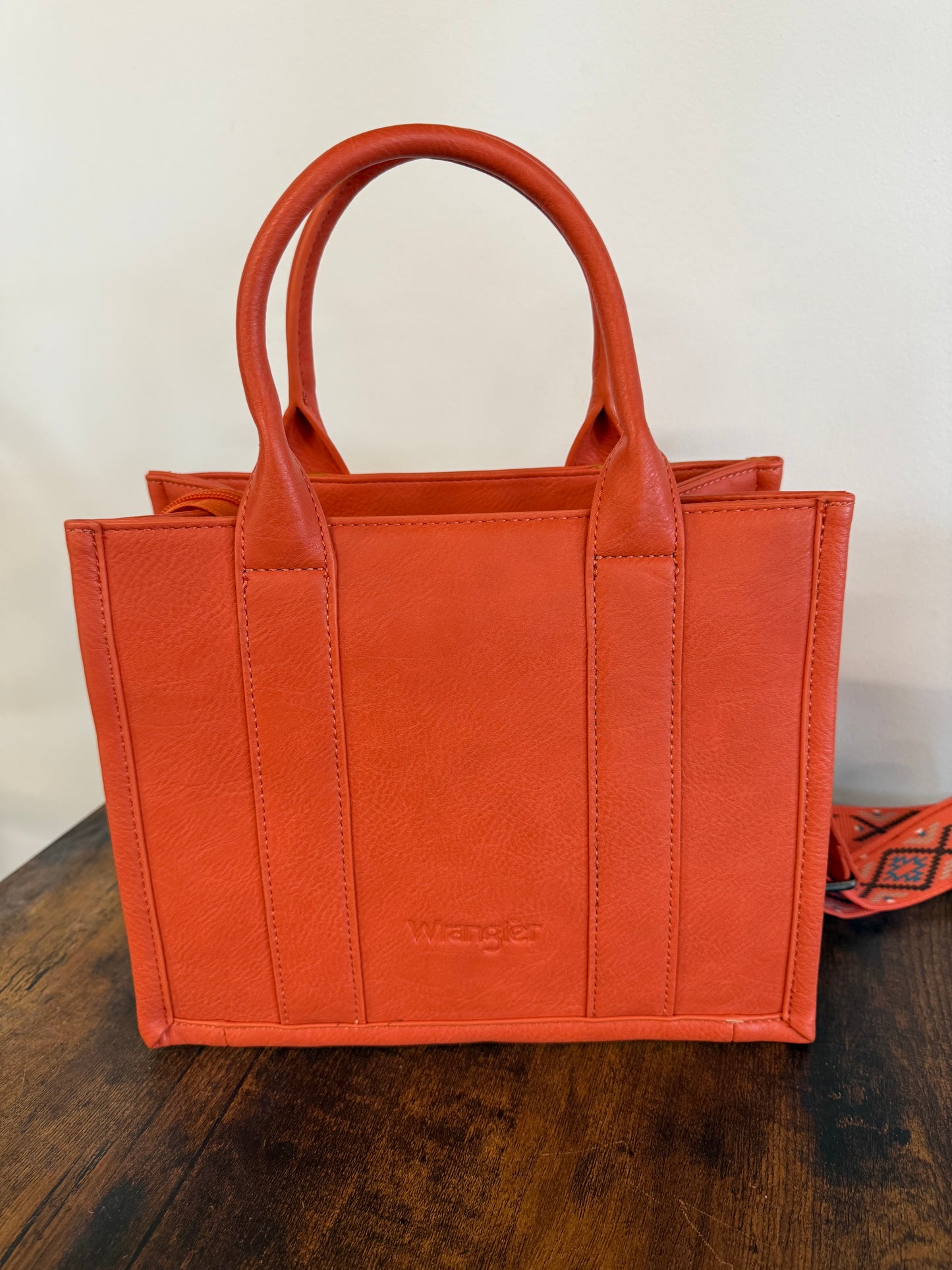 Wrangler Embroidered Aztec Tote Bag - Orange