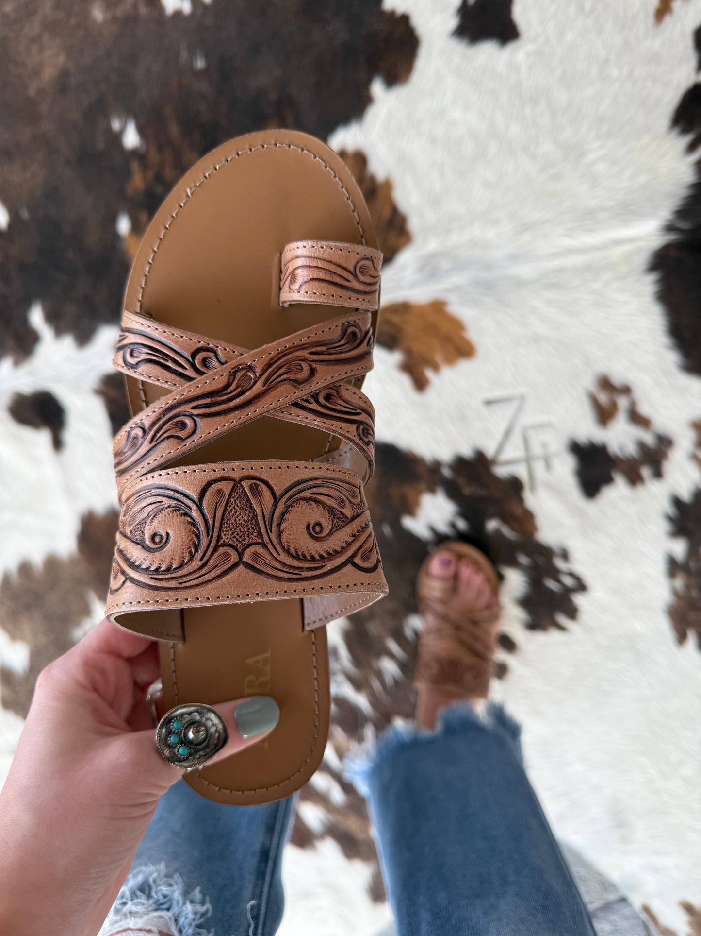 Delia Ridge Leather Sandals