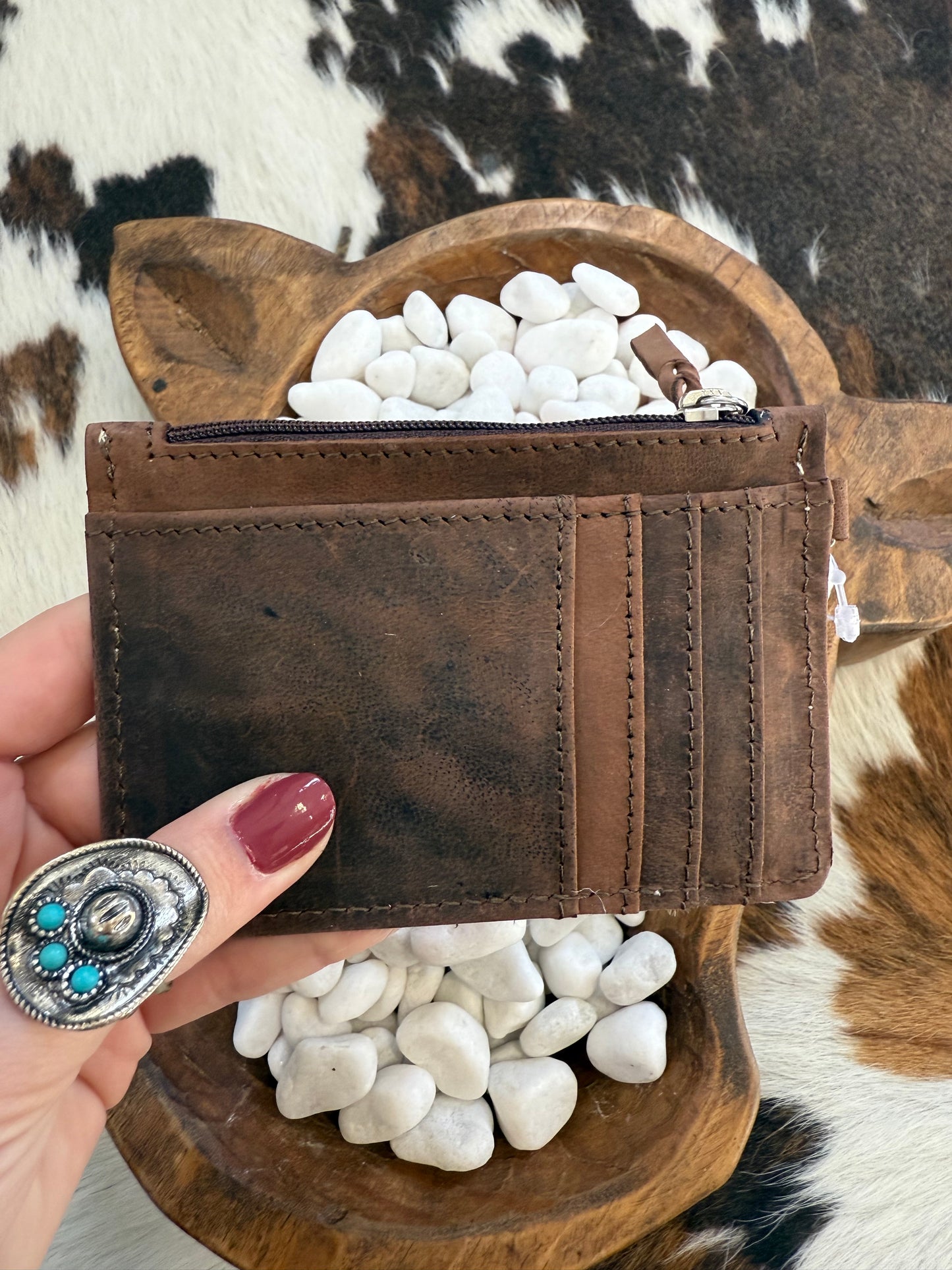 Longhorn Cowhide Card Holder Wallet