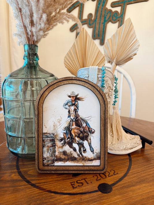 Barrel Racer Framed Art Decor