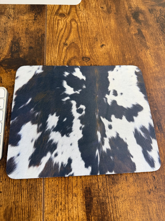 Black Cowhide Mouse Pad