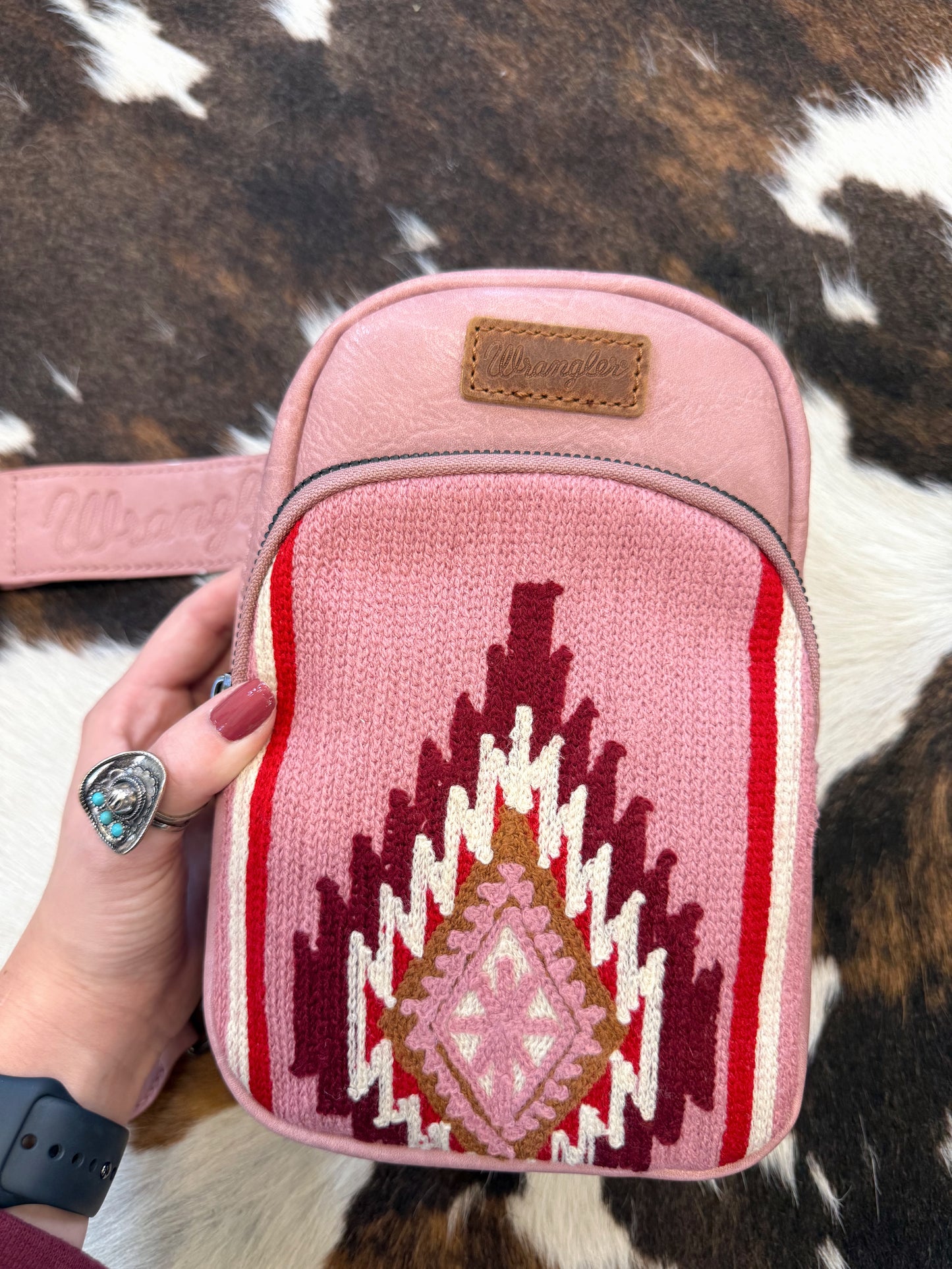 Pink Wrangler Aztec Sling Bag