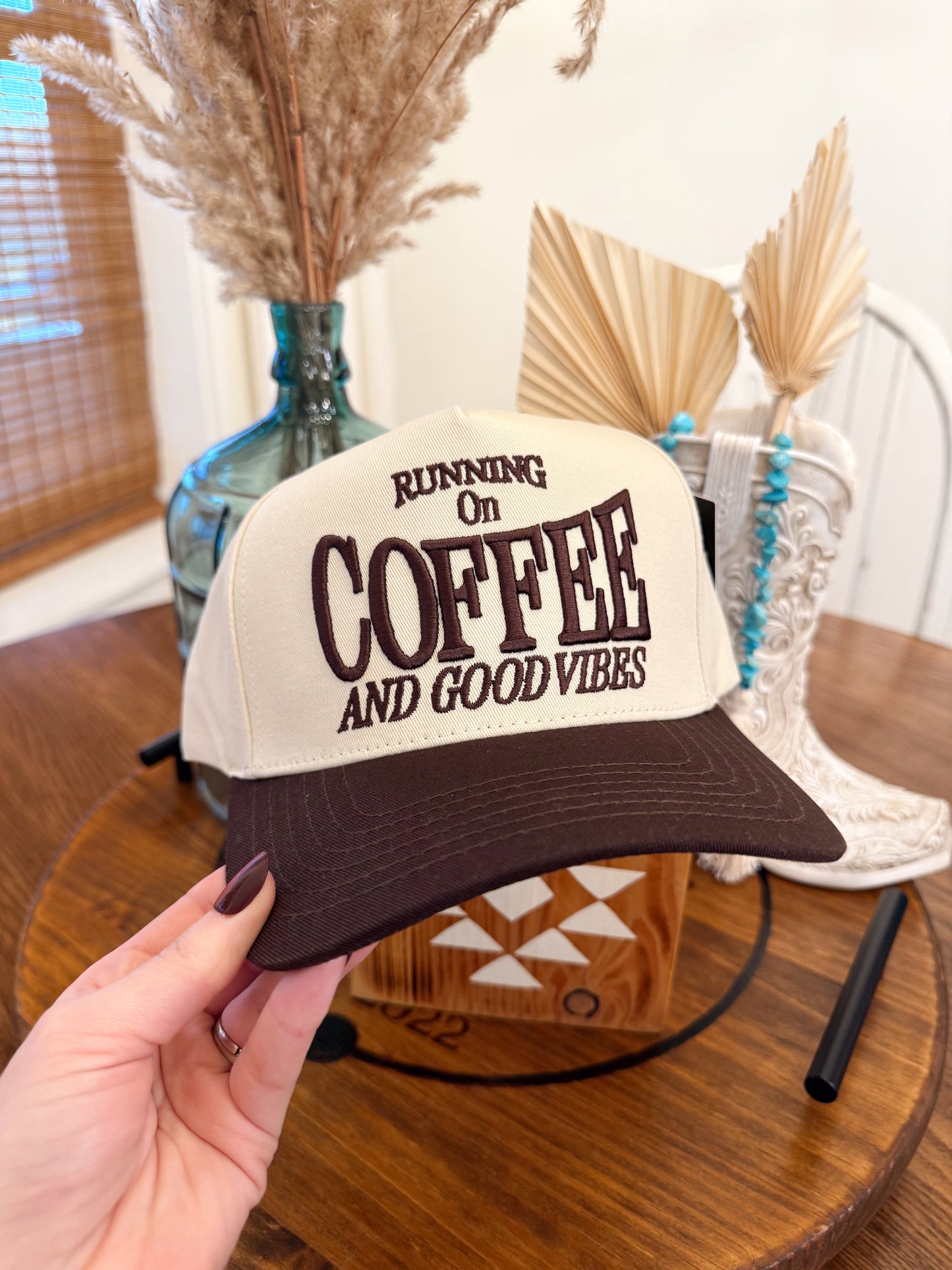 Coffee + Good Vibes Hat - Brown