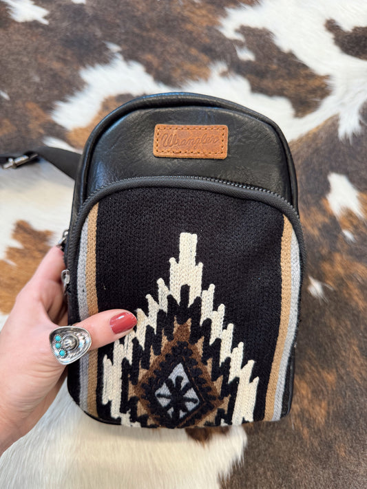 Black Wrangler Aztec Sling Bag