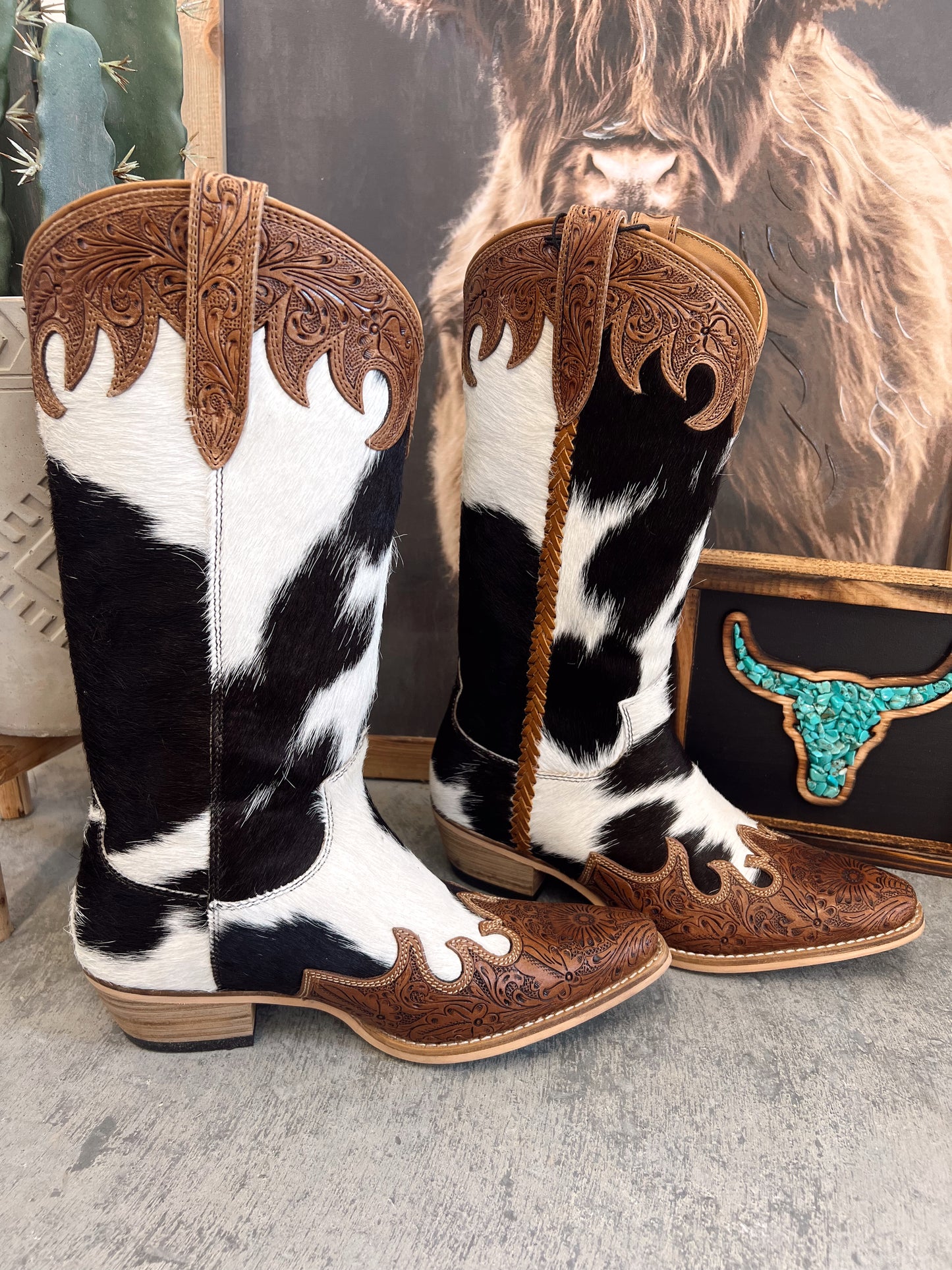 Adelaide Cowhide Snip Toe Boots