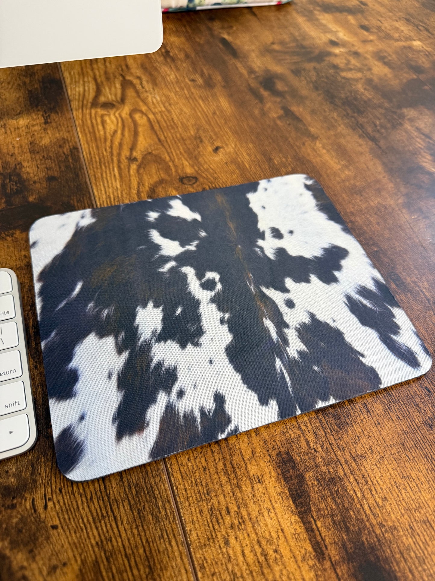 Black Cowhide Mouse Pad