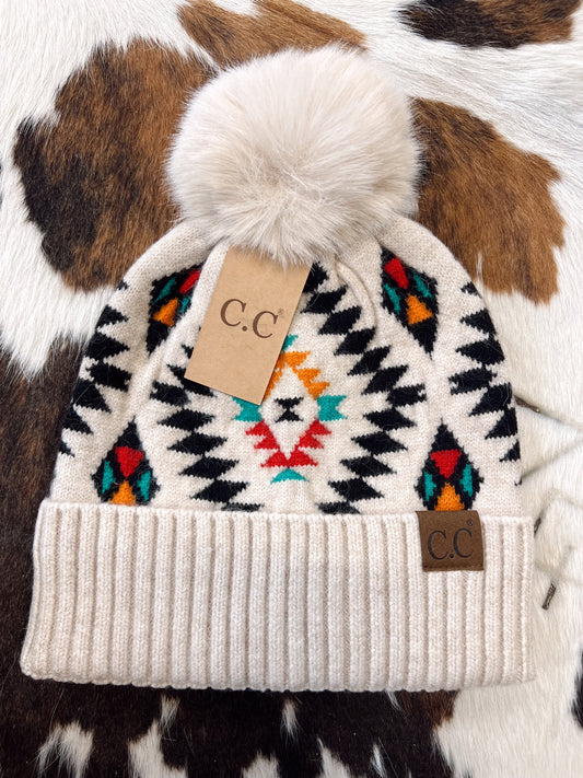 C.C Aztec Beanie - Beige