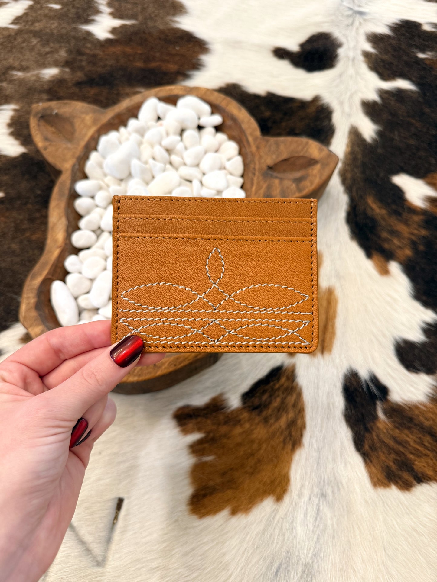 Tan Boot Stitch Card Holder