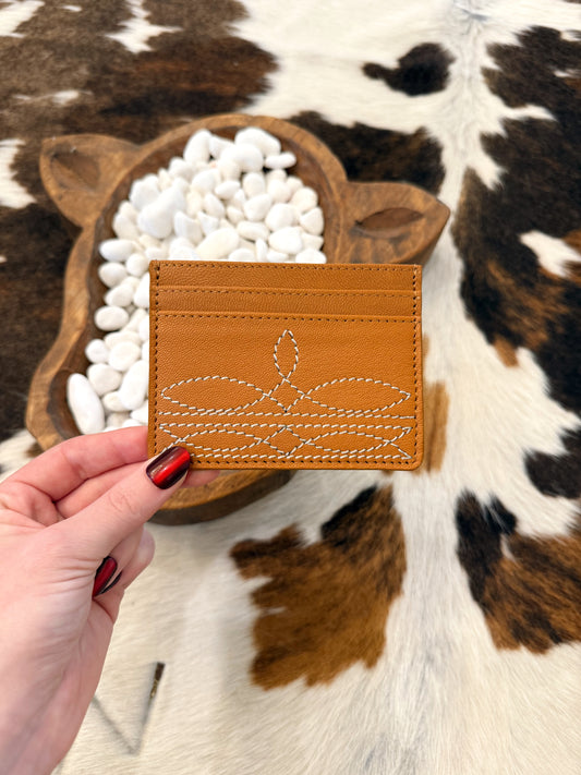 Tan Boot Stitch Card Holder