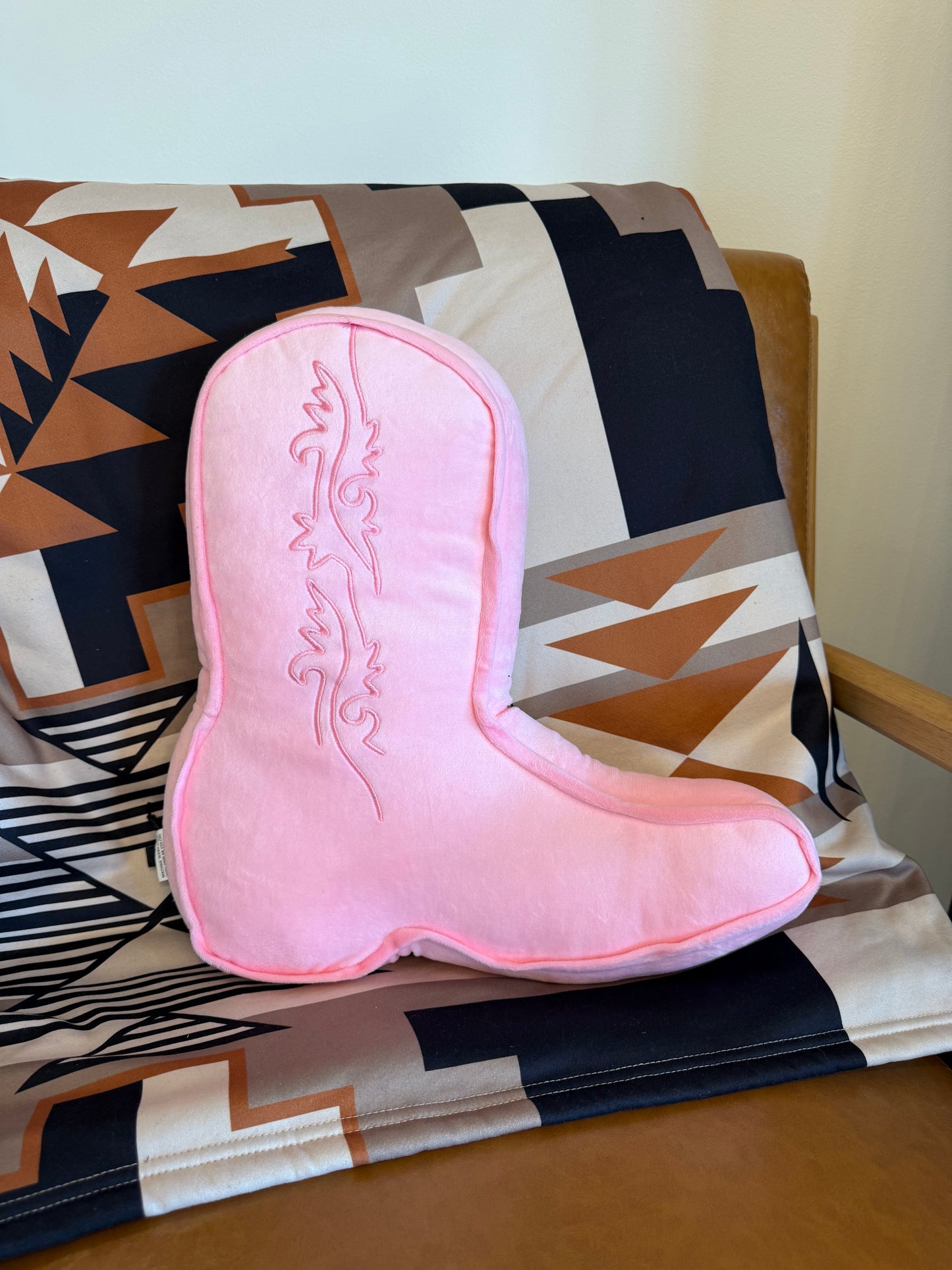 Pink Cowboy Boot Pillow