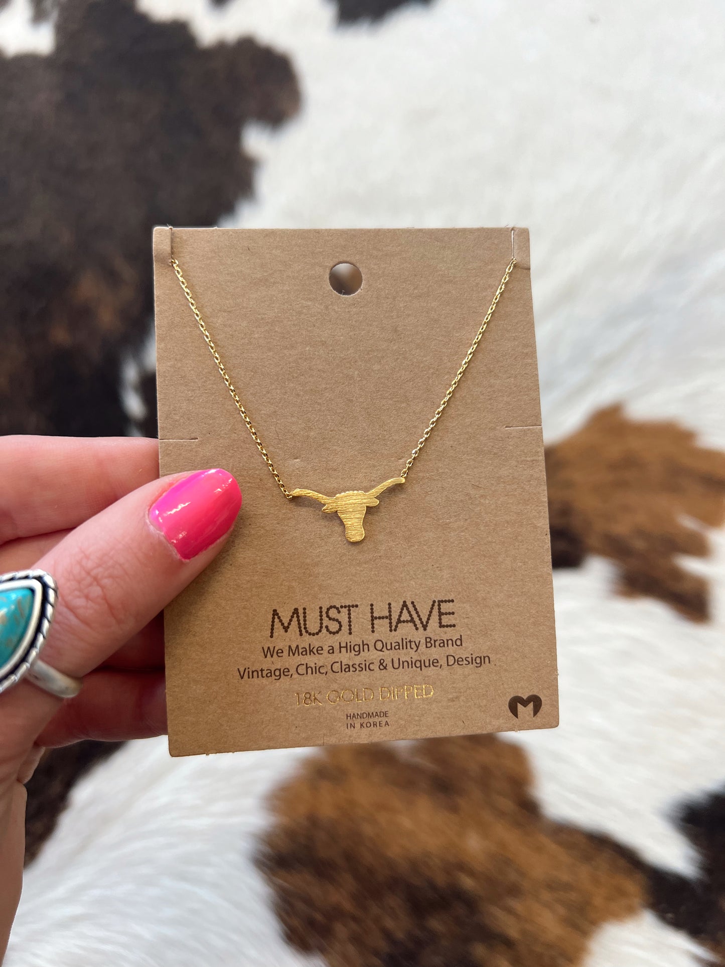 Gold Longhorn Necklace