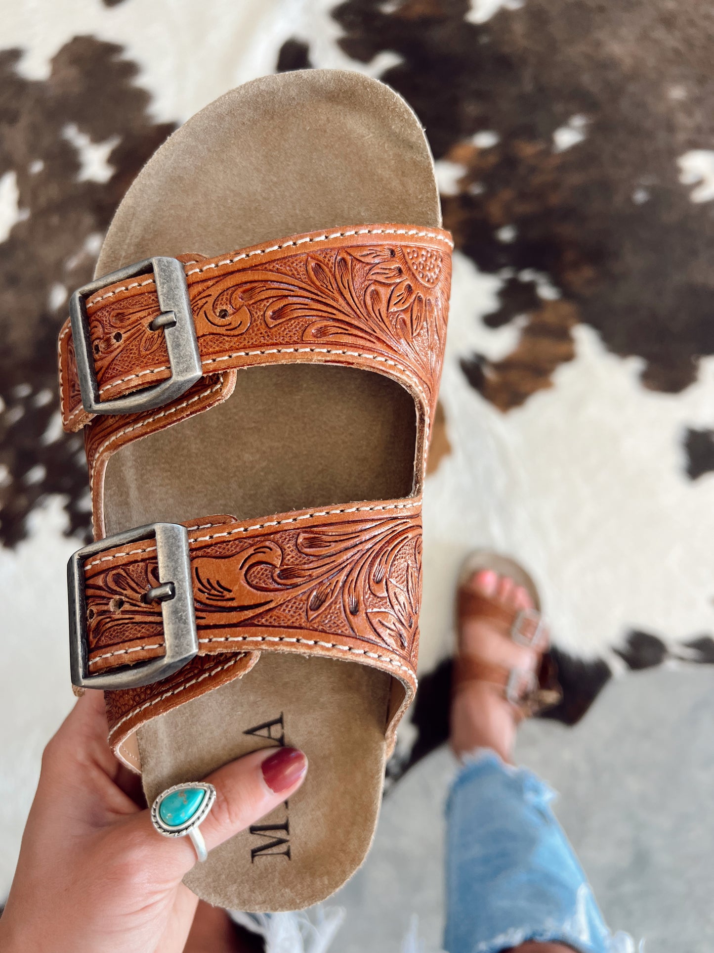 Molly Megan Tooled Leather Sandals