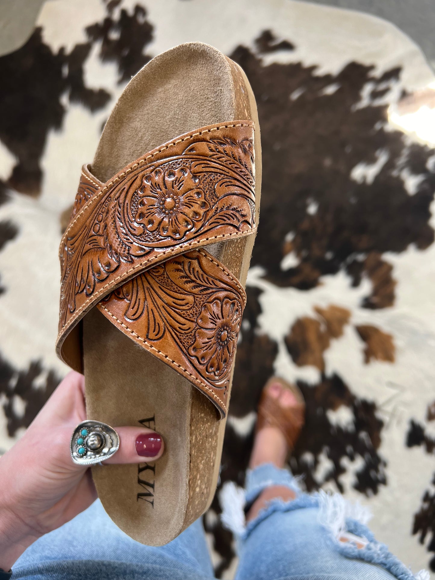 Gracie Tooled Leather Sandals