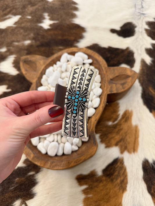 Turquoise Cross Claw Hair Clip