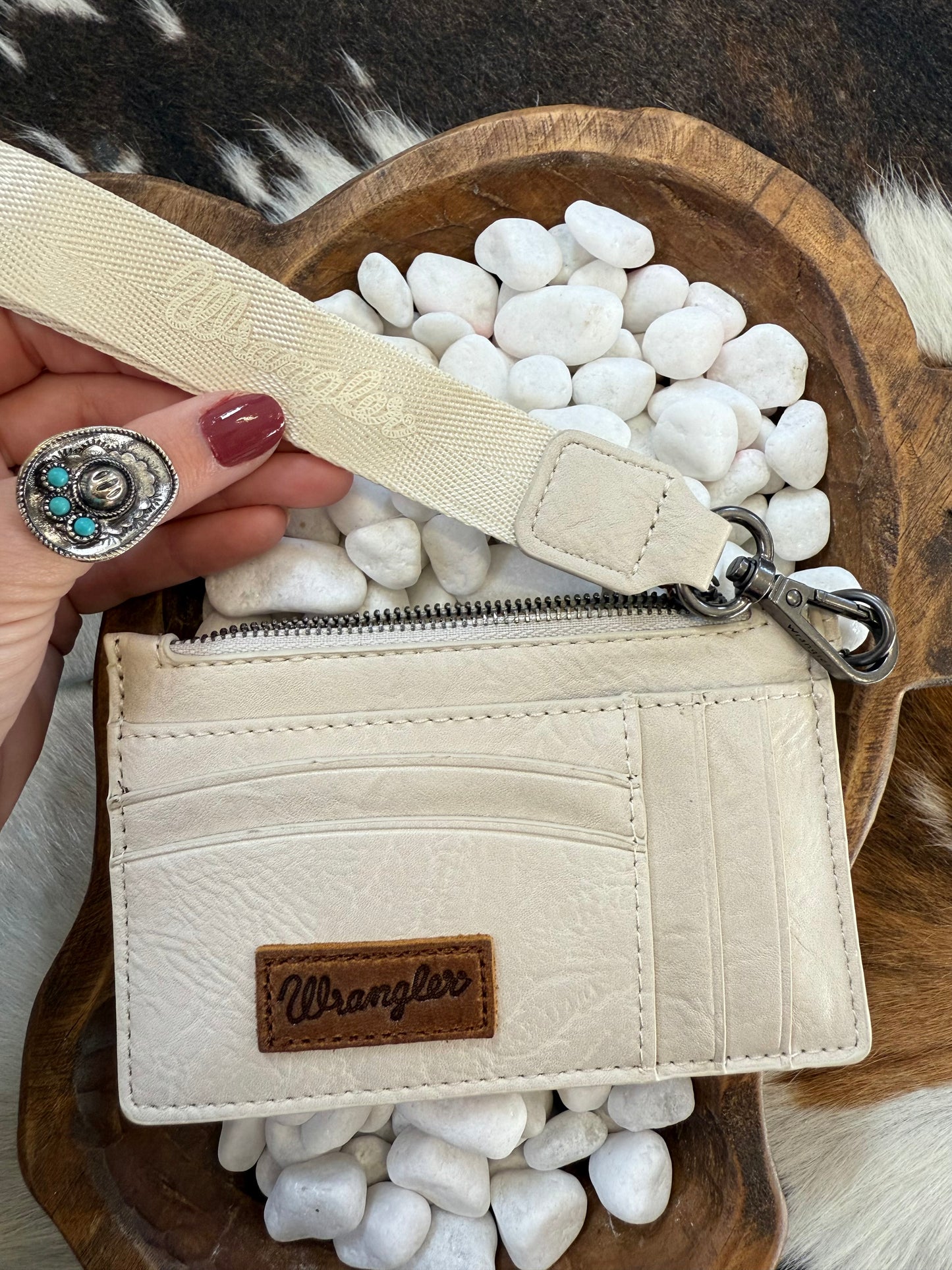 White Wrangler Wristlet Card Wallet