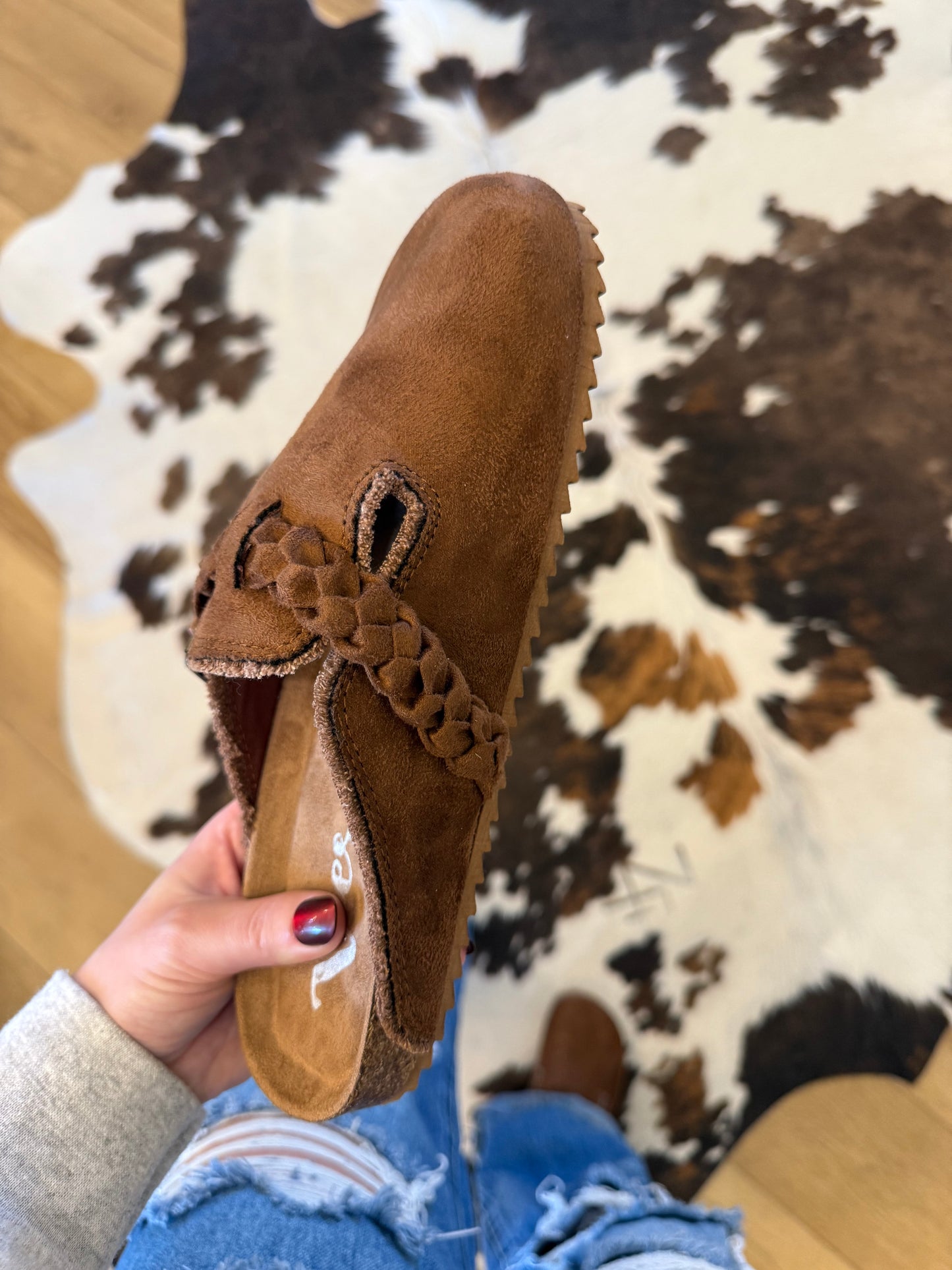 Iris Braided Slide On Shoe - Brown