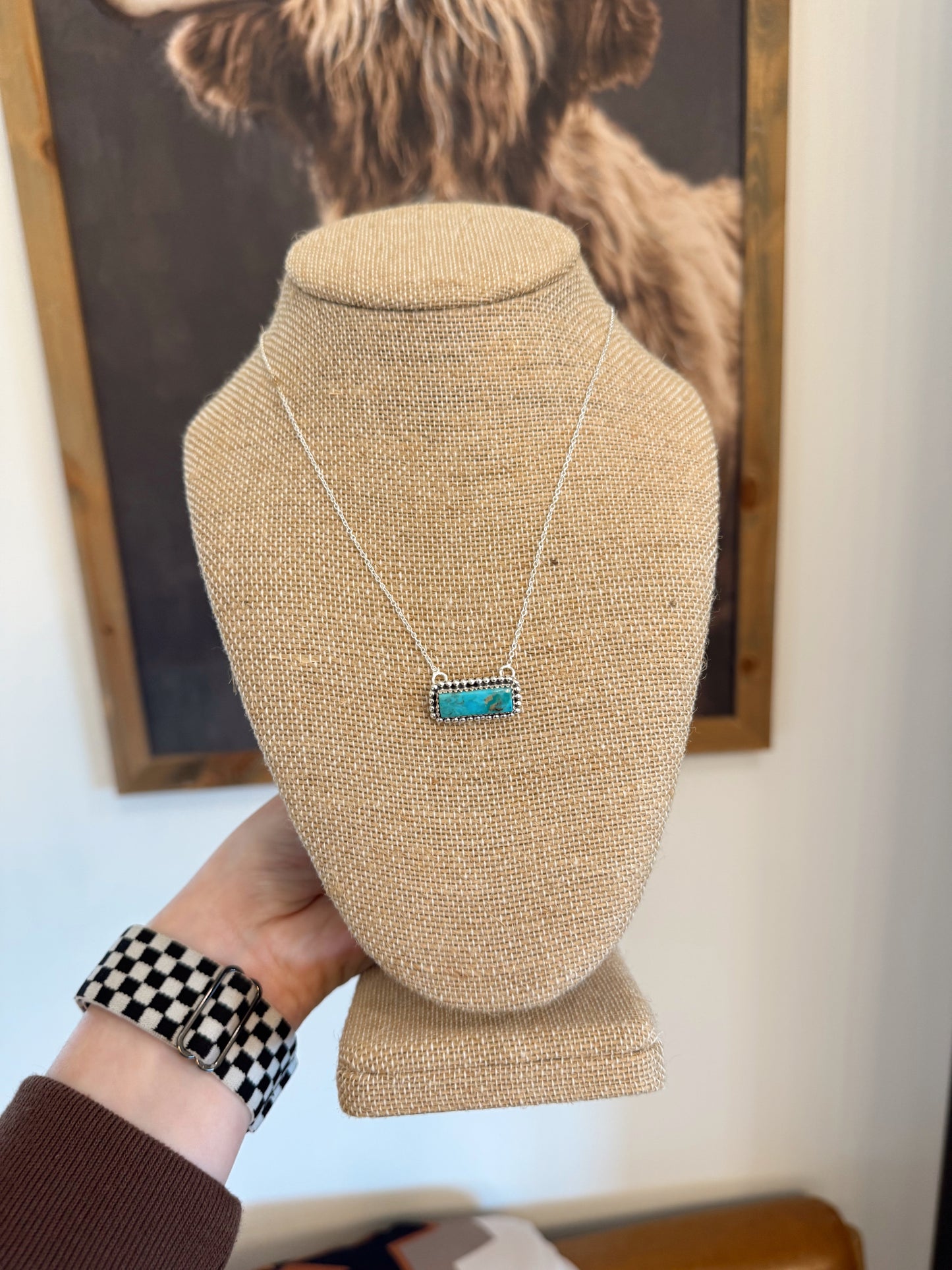 Kingman Turquoise Bar Necklace