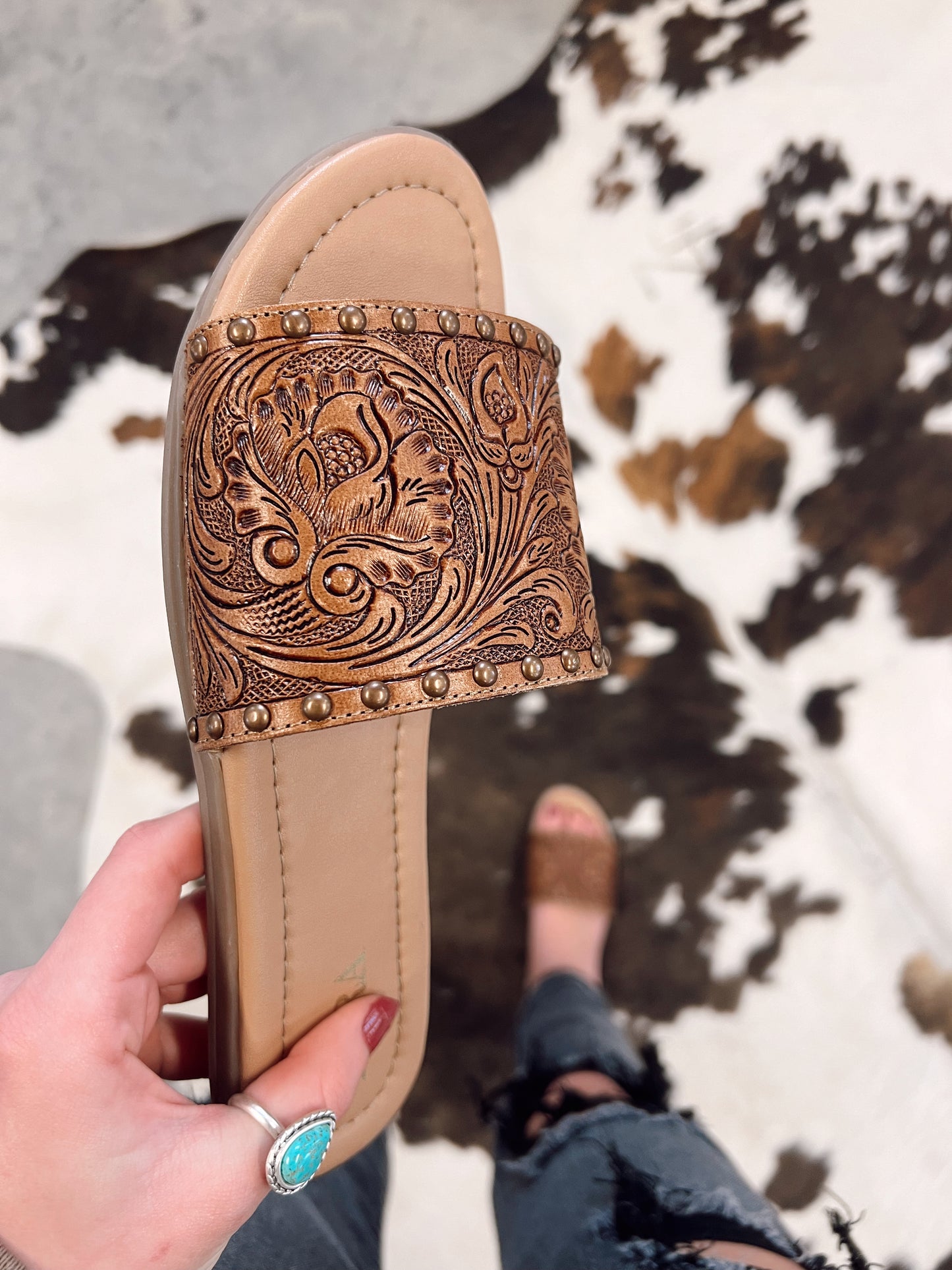 Kassandra Tooled Leather Sandals