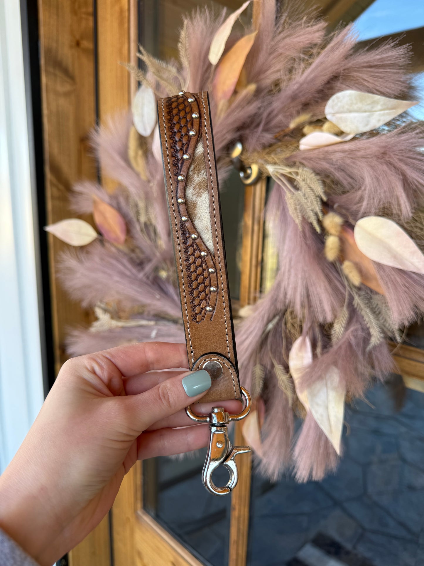 Bronco Wave Leather Keychain