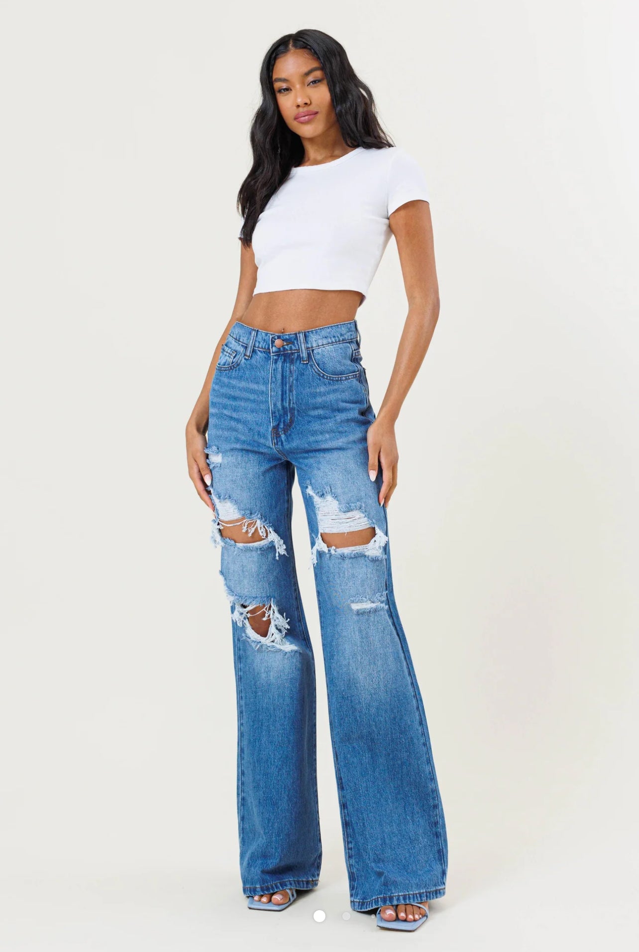 Allie Wide Leg Distressed Jeans