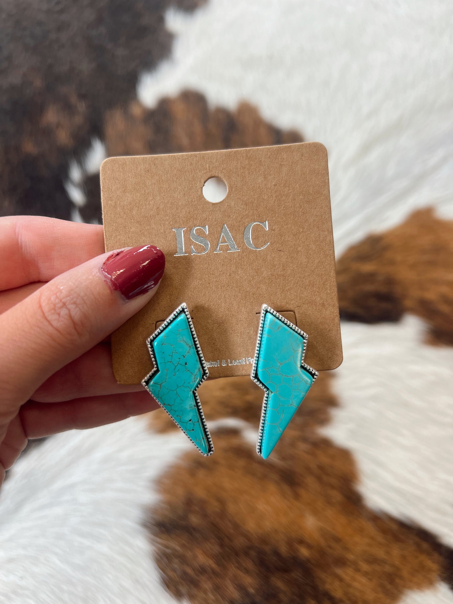 Turquoise Lightning Bolt Studs