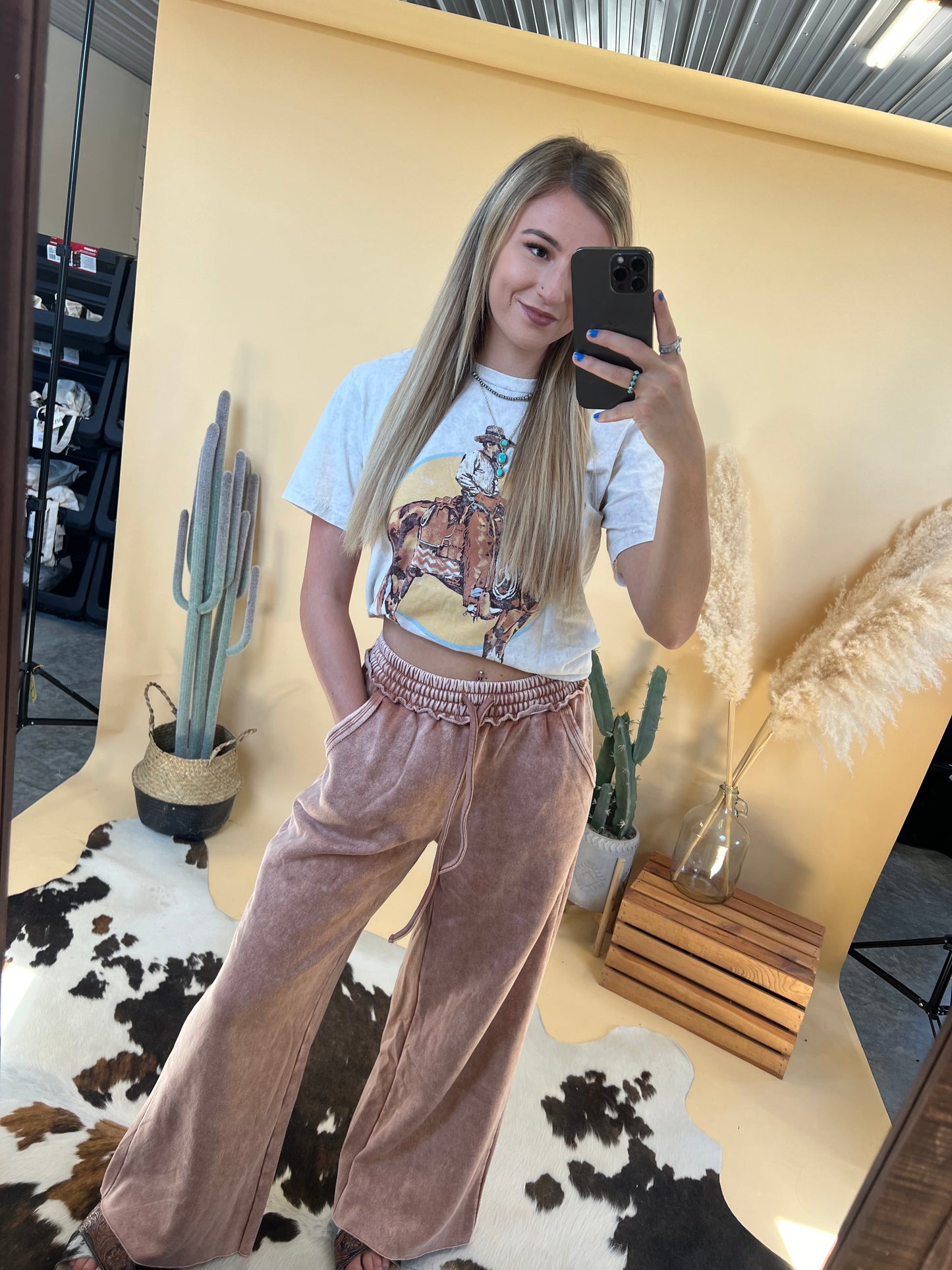 Easy Peasy Acid Wash Sweatpants - Rust