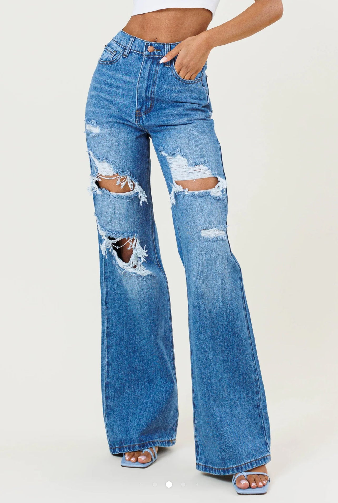 Allie Wide Leg Distressed Jeans