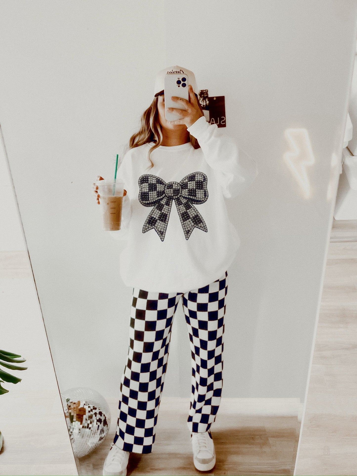 “BEDAZZLED” CHECKERED BOW