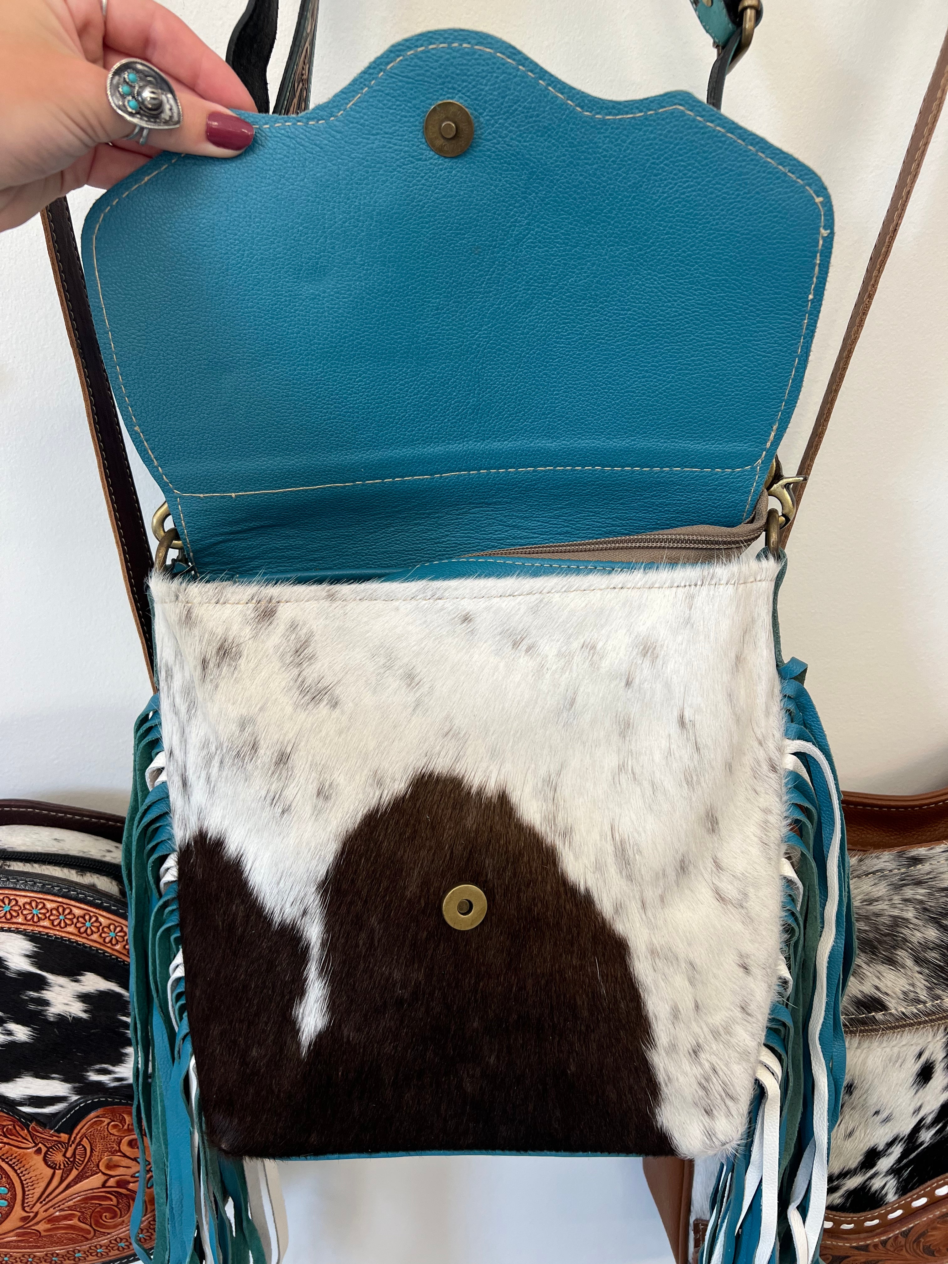 Crossbody cowhide purse