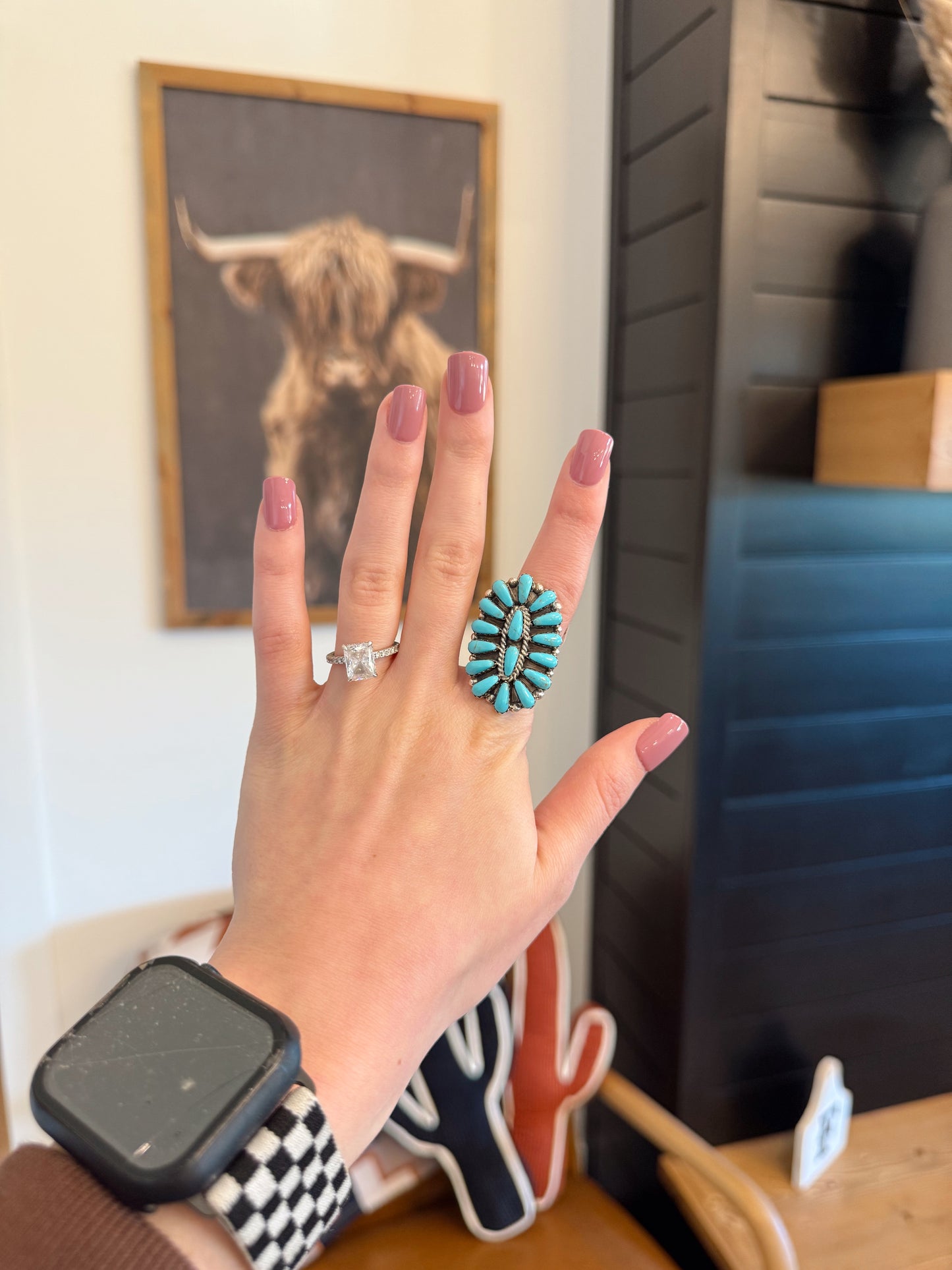 Najavo Kingman Turquoise Ring - Size 7