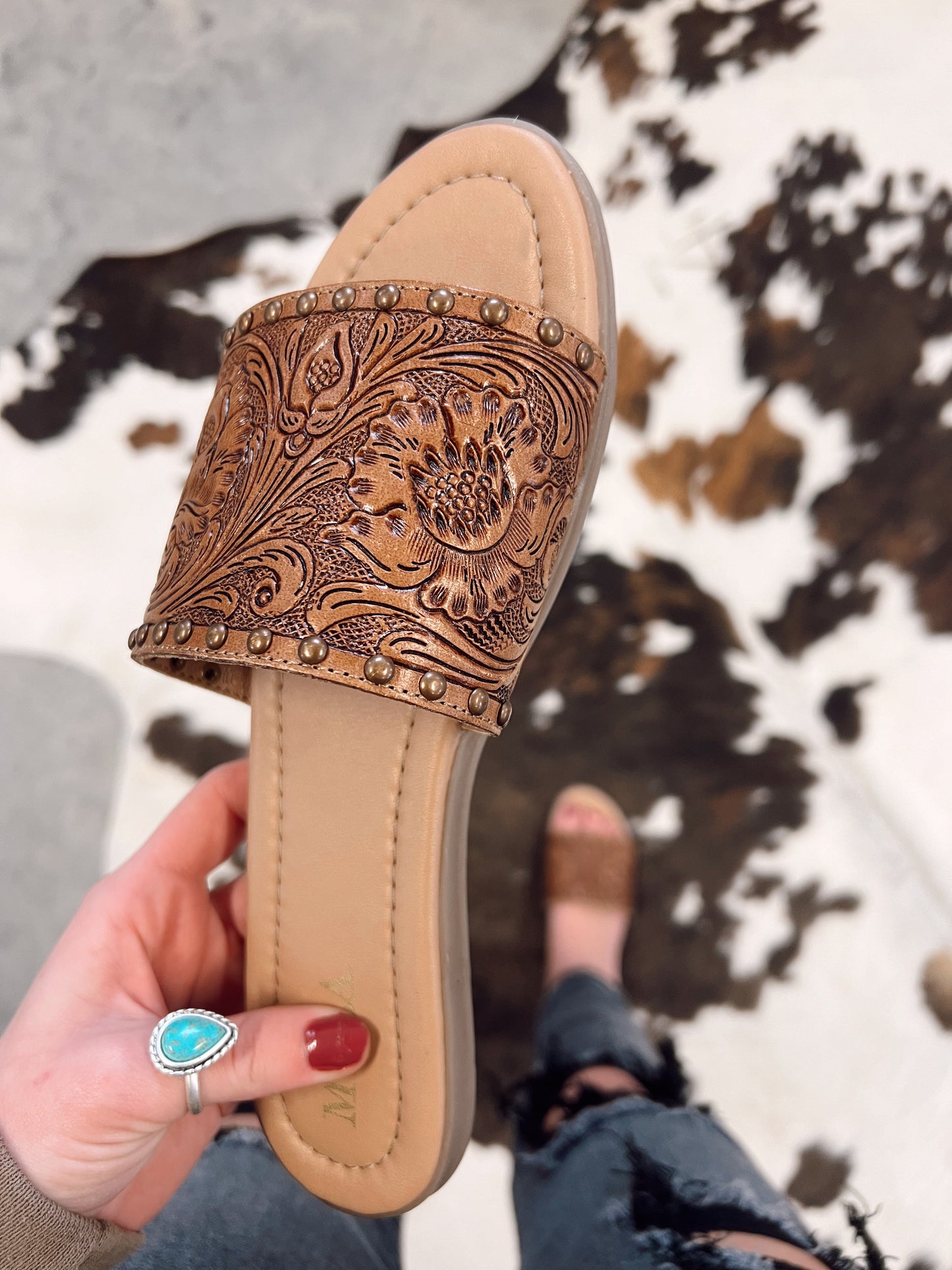 Kassandra Tooled Leather Sandals