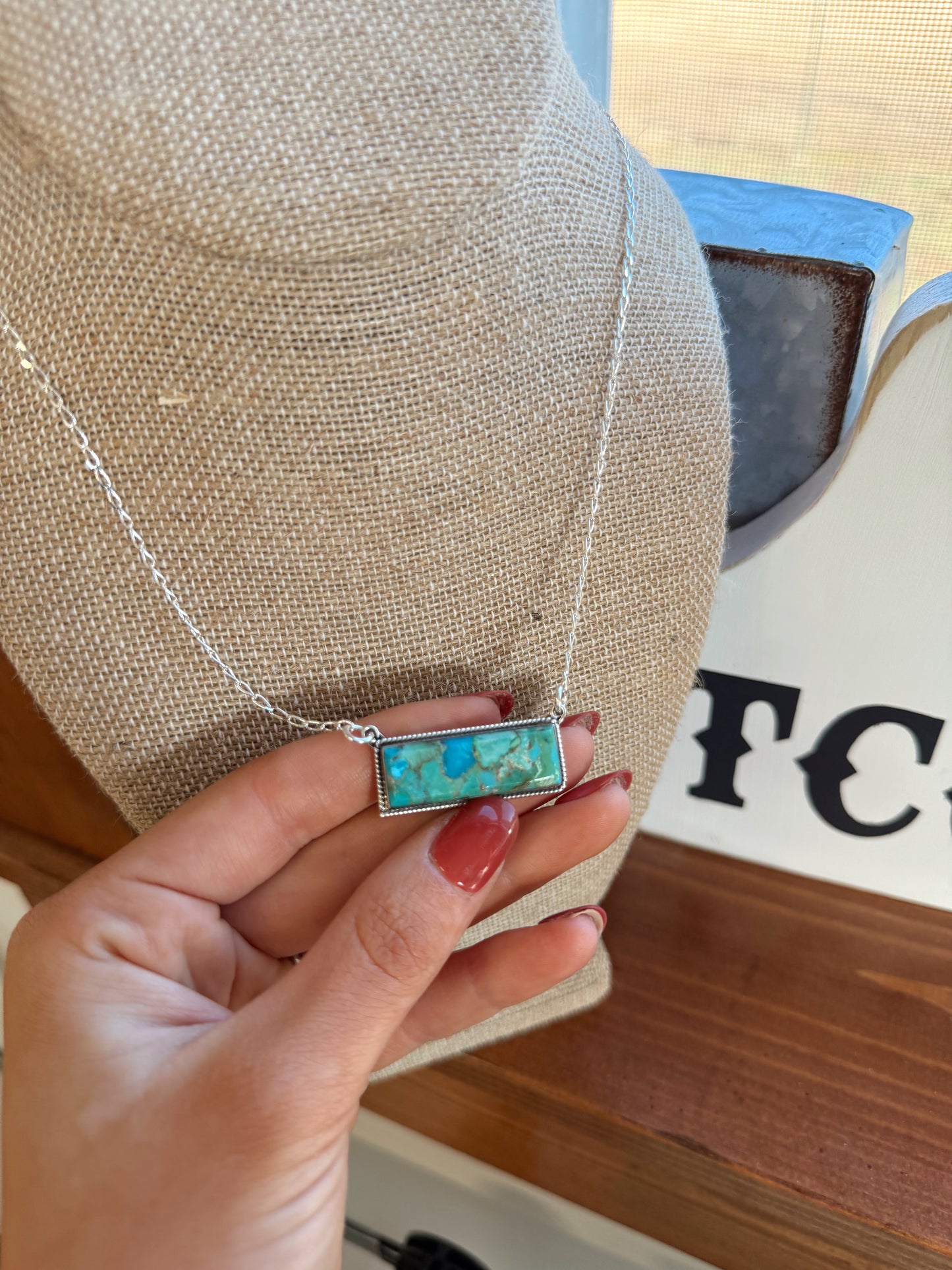 Genuine Turquoise Bar Necklace