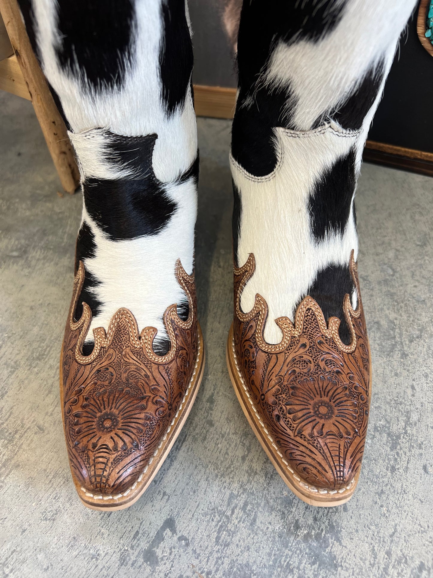 Adelaide Cowhide Snip Toe Boots