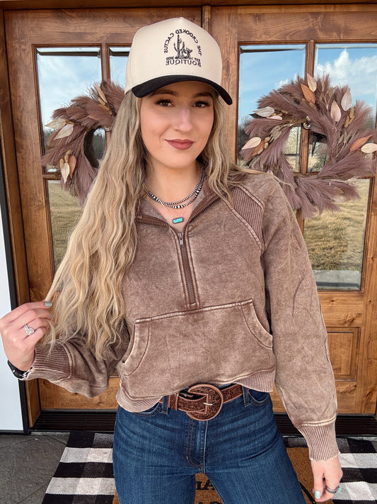 Lauren Mocha Quarter Zip