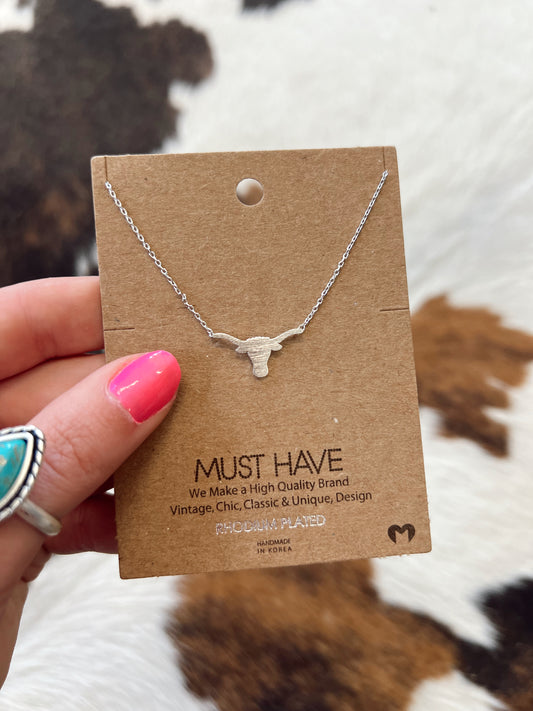 Silver Longhorn Necklace