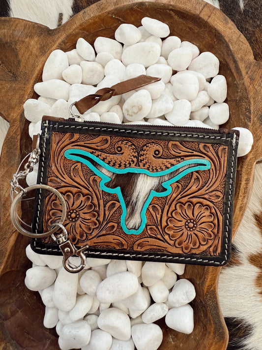 Longhorn Cowhide Card Holder Wallet