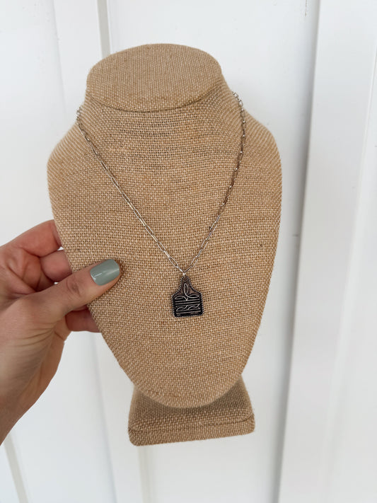 Boot Stitch Ear Tag Necklace