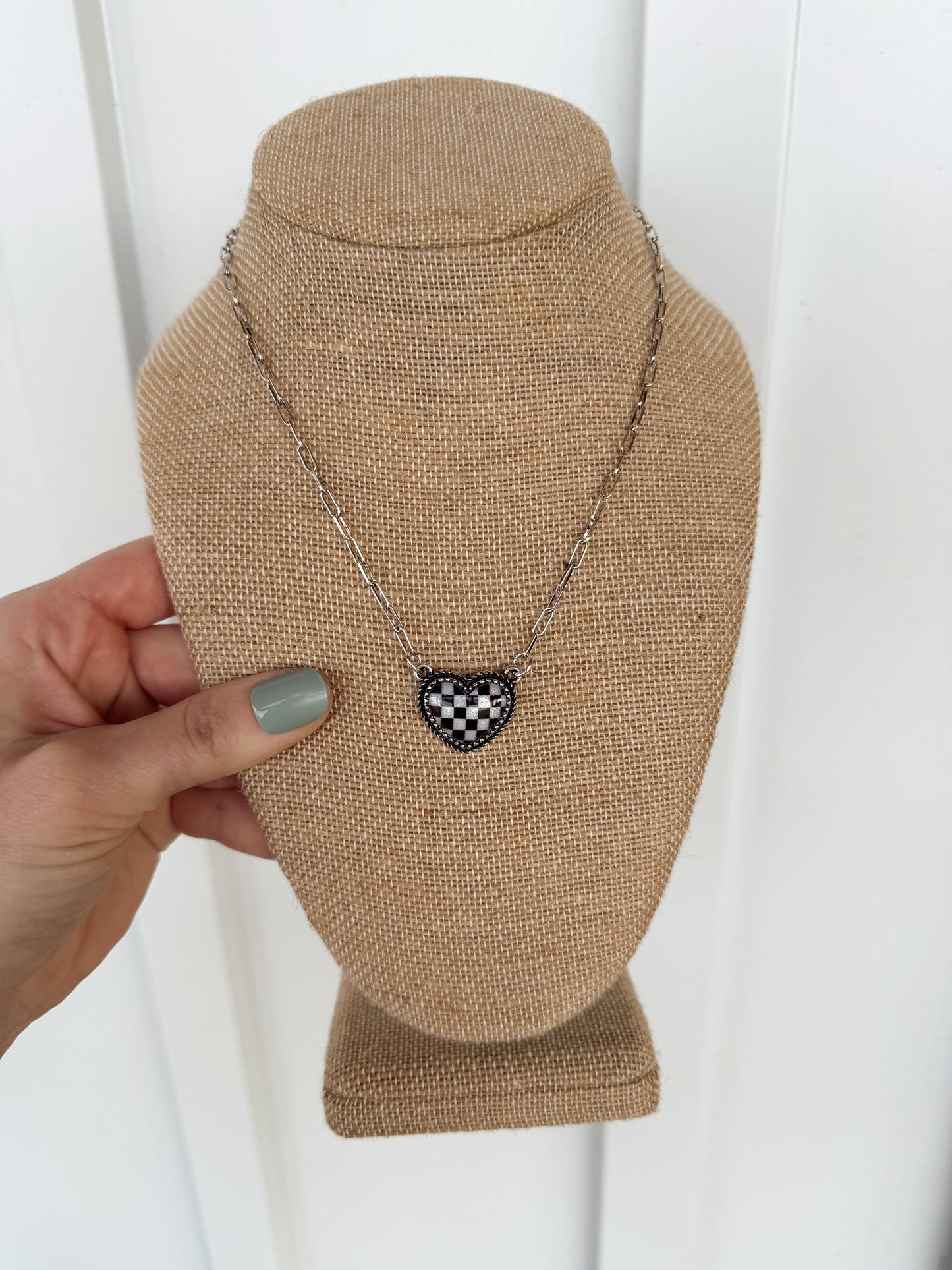 Checkered Heart Necklace