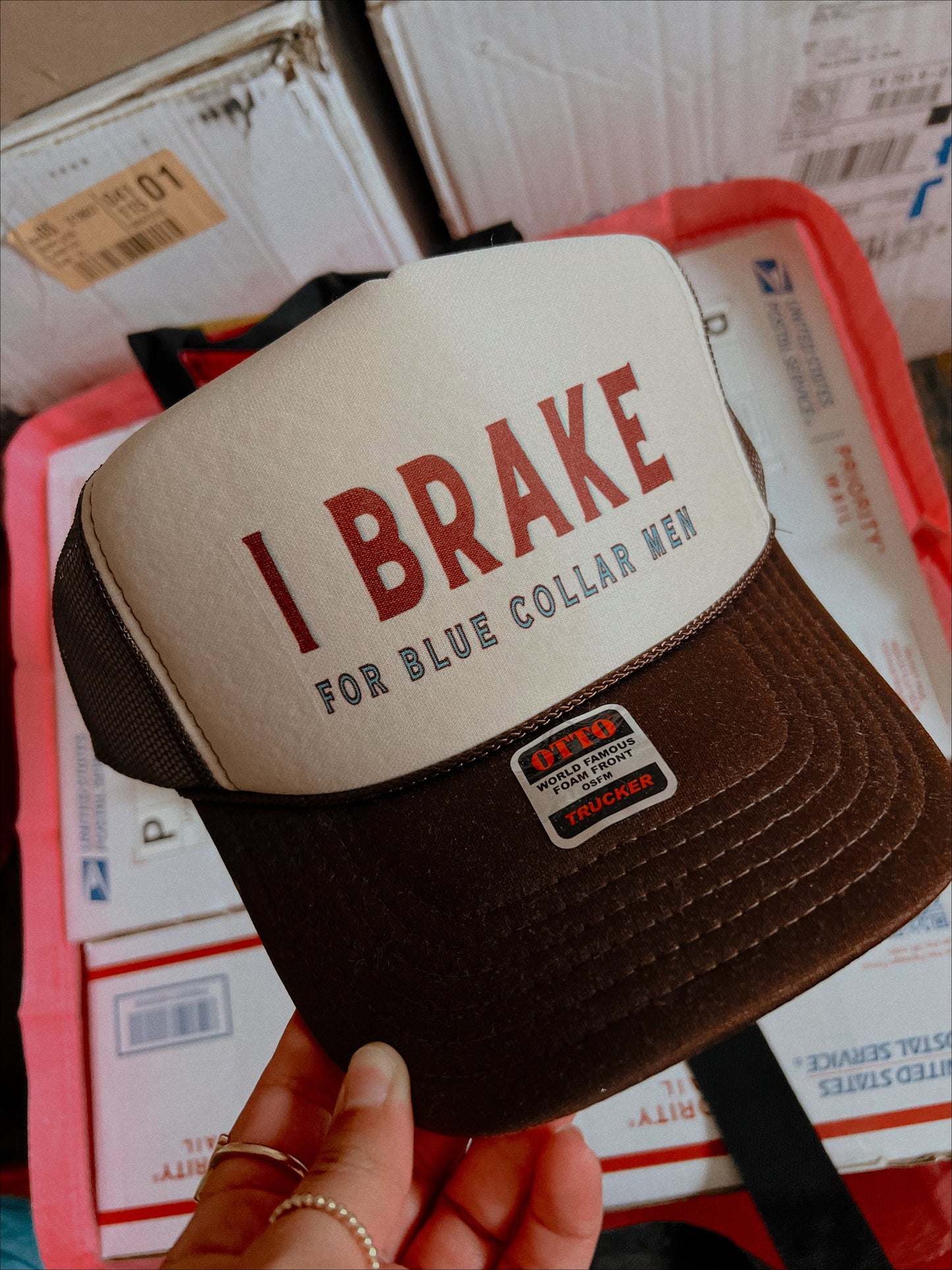 I BRAKE FOR BLUE COLLARS BROWN/TAN VERSION