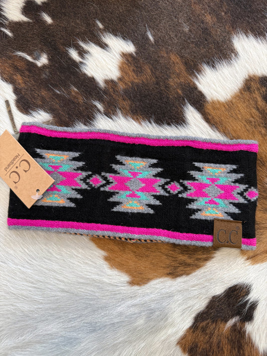 Black & Pink Aztec C.C Headband