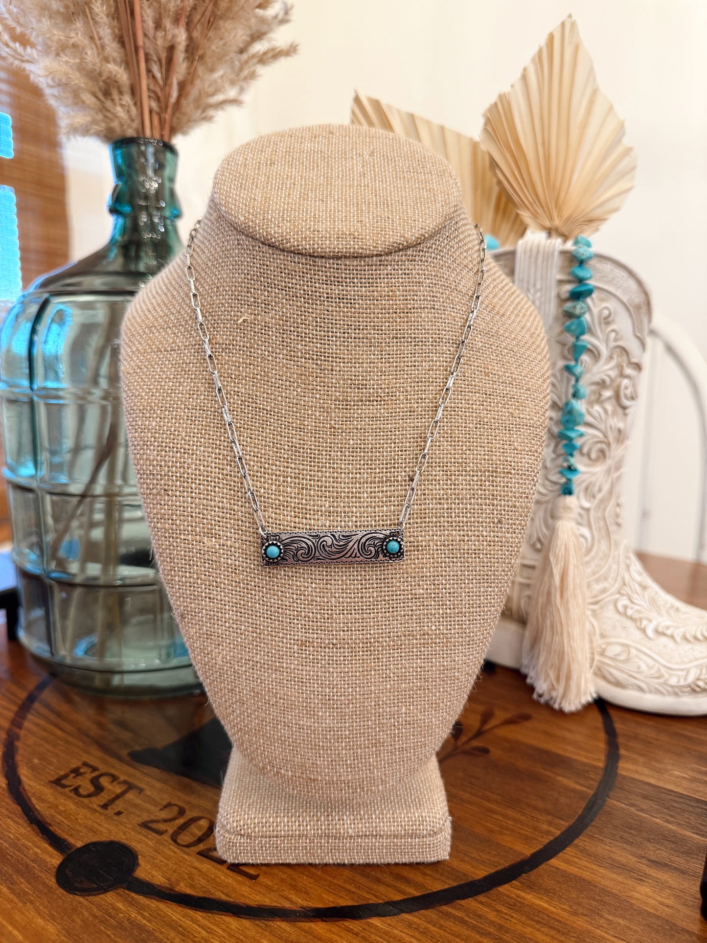 Blaze Turquoise Bar Necklace