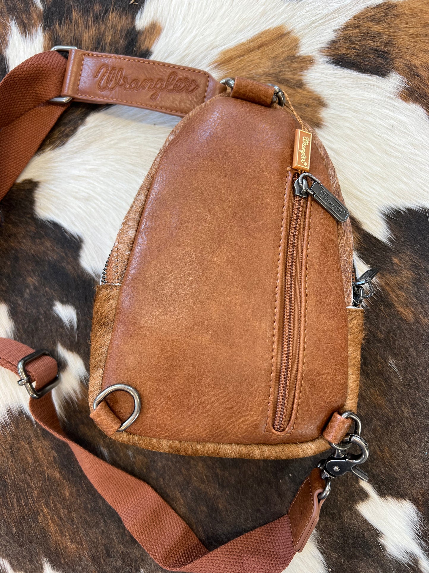 Brown Cowhide Wrangler Sling Bag