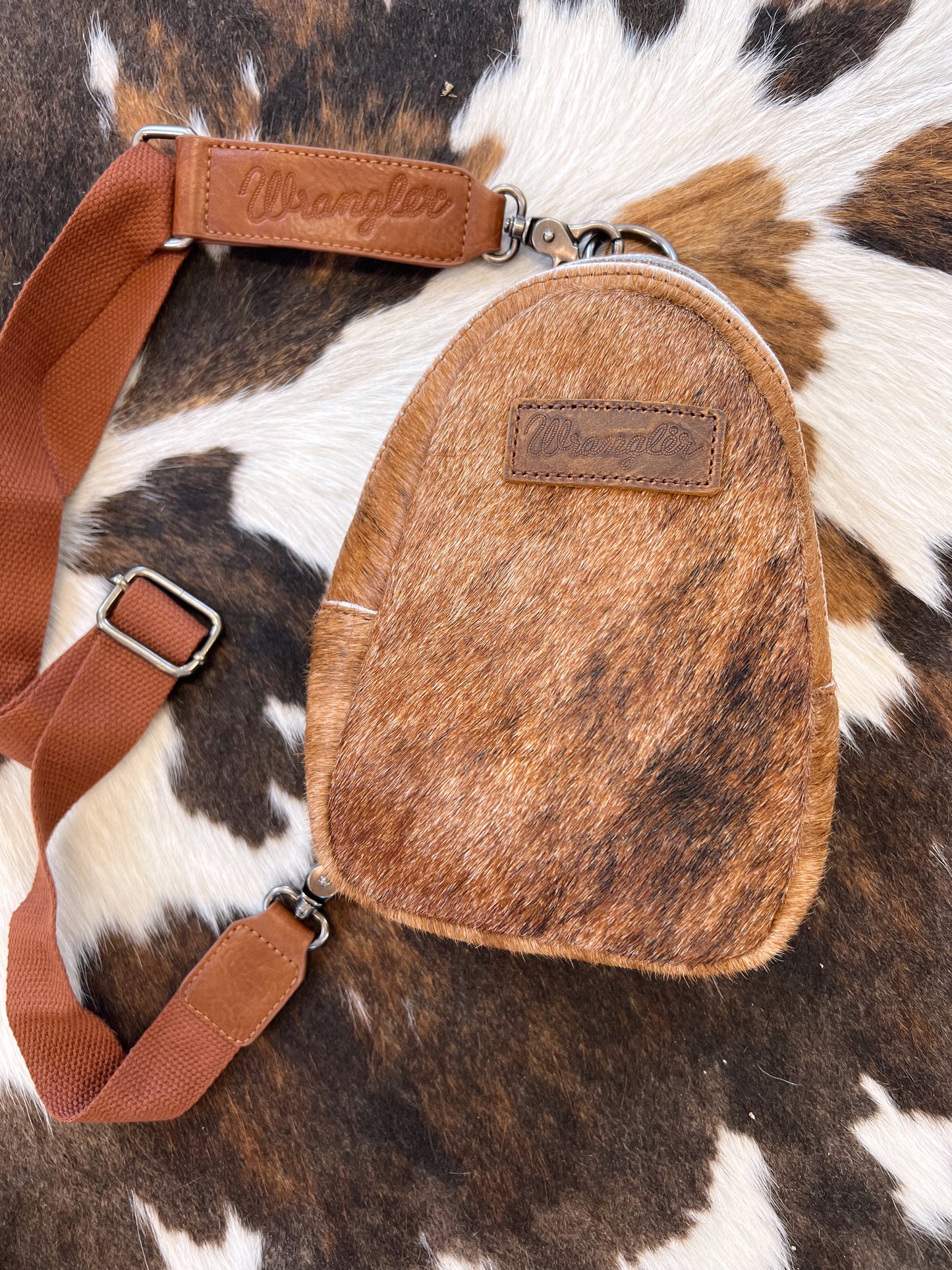 Brown Cowhide Wrangler Sling Bag