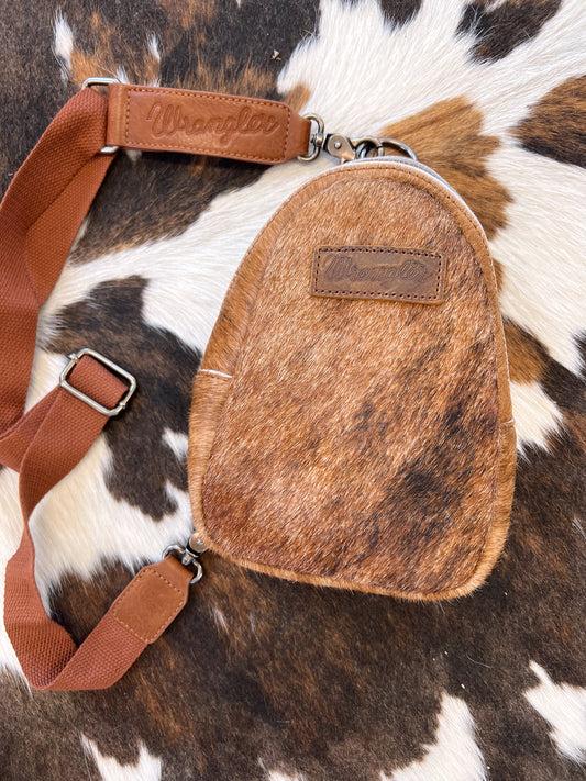 Brown Cowhide Wrangler Sling Bag
