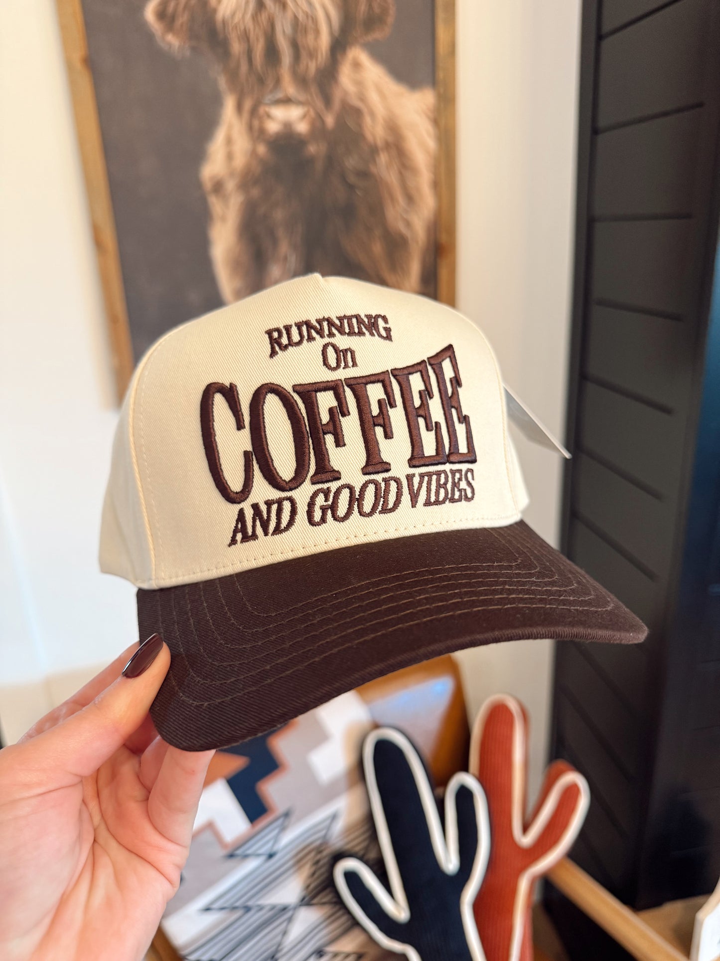 Coffee + Good Vibes Hat - Brown