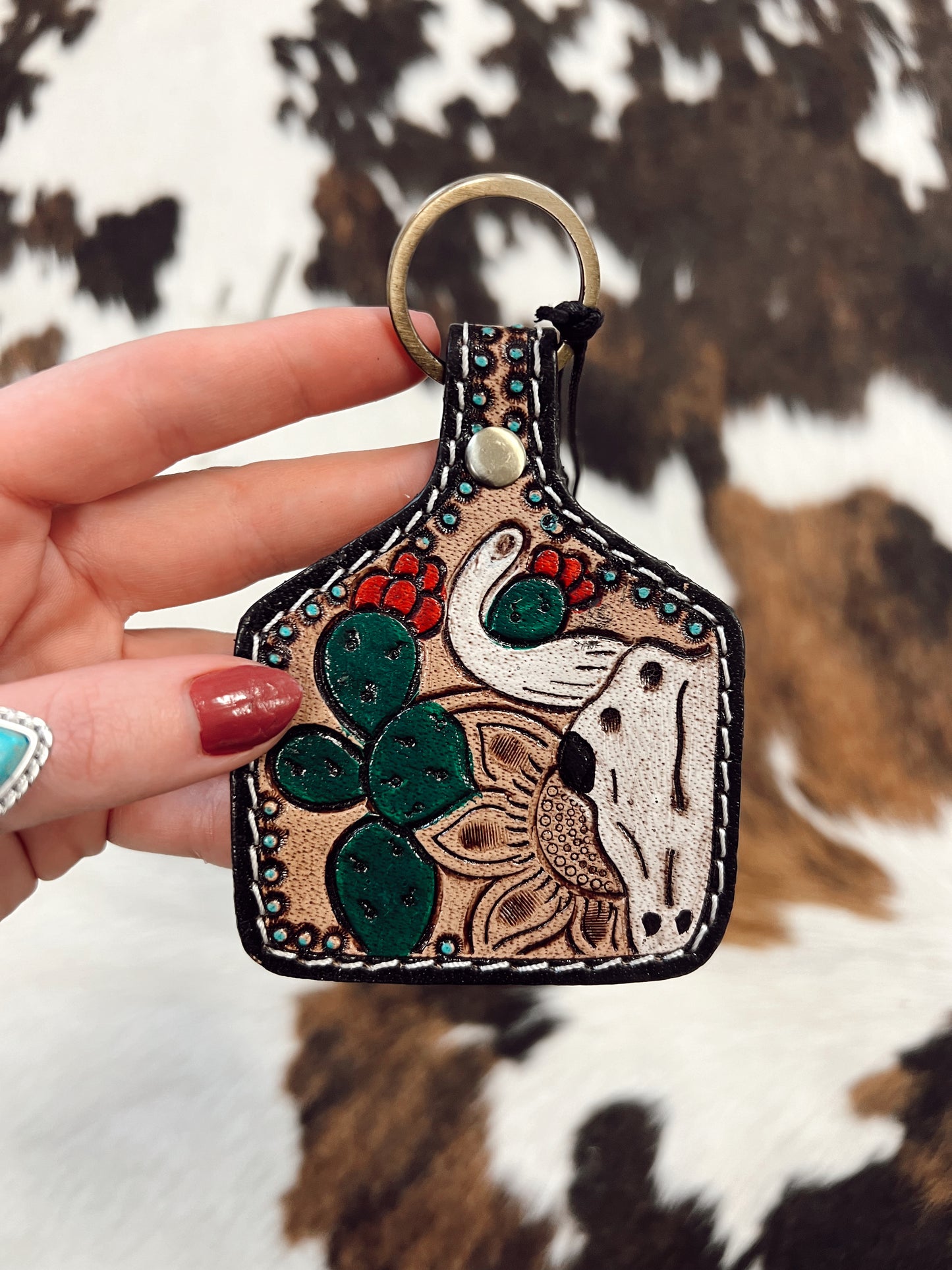 Canyon Tooled Leather Keychain