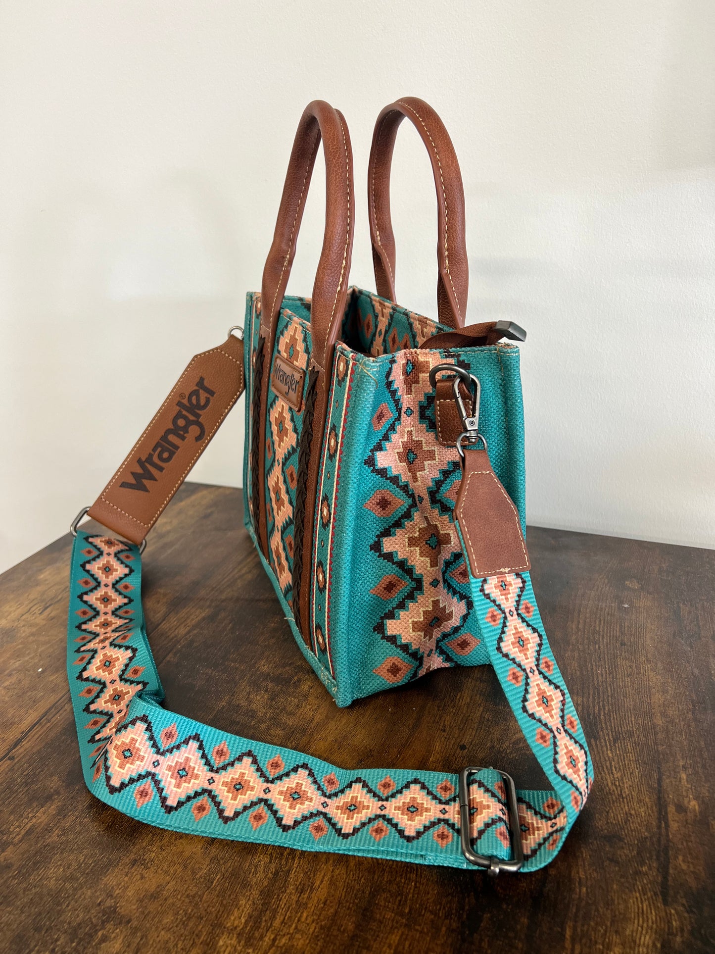 Turquoise Southwest Wrangler Tote - Small