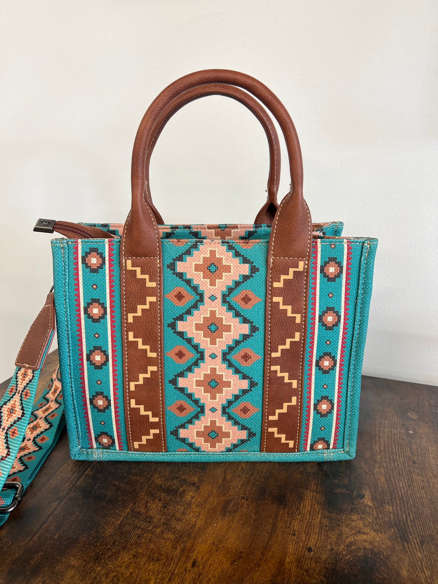 Turquoise Southwest Wrangler Tote - Small