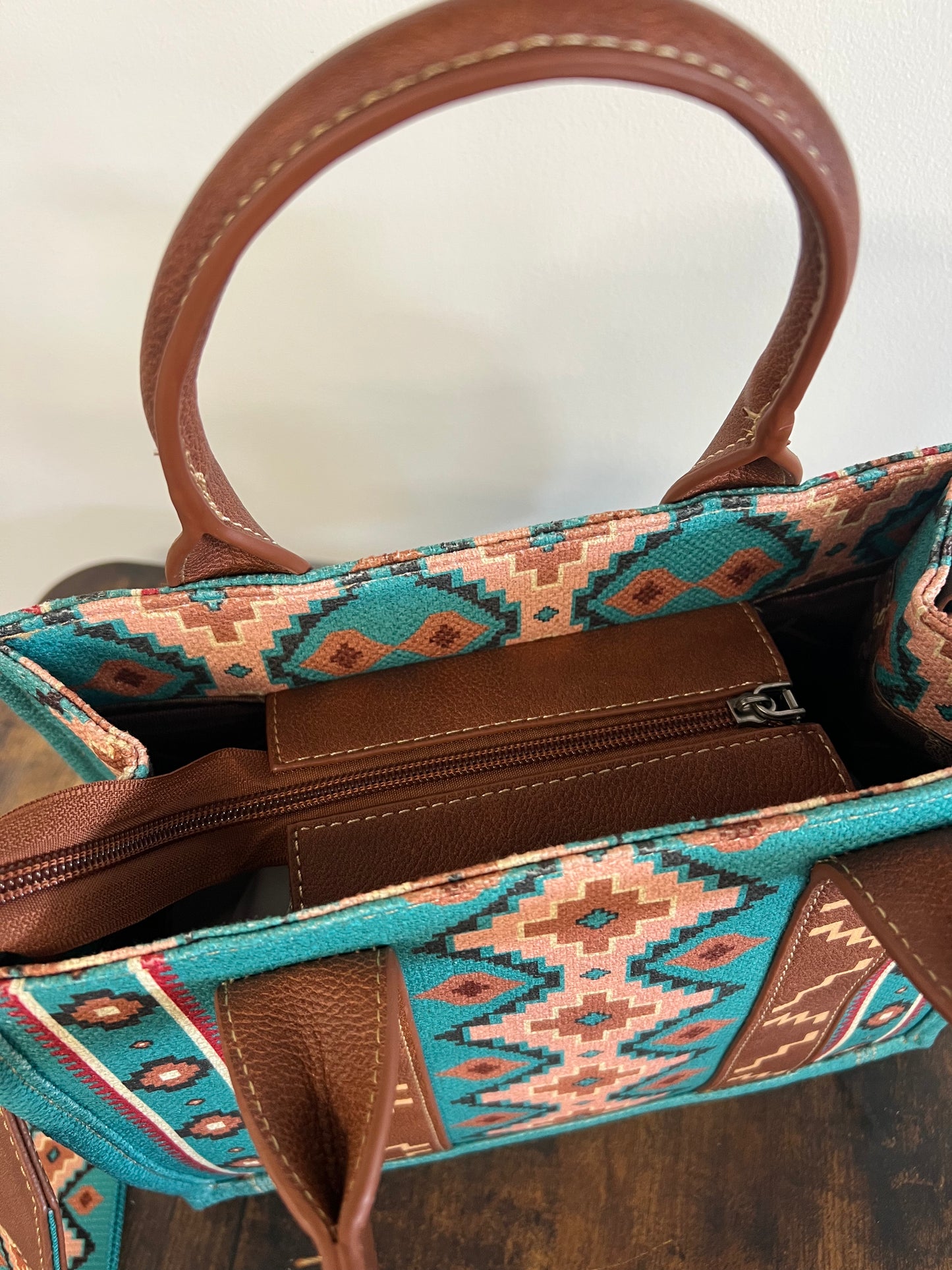 Turquoise Southwest Wrangler Tote - Small