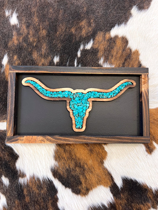 Turquoise Longhorn Wall Decor - Black